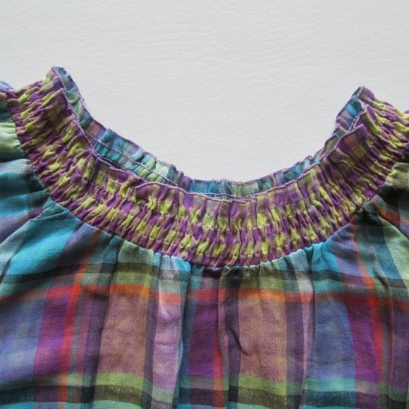 New Voice Woman’s Girl’s Fashion Multicolored Plaid Print Short Sleeves Top L - Picture 9 of 11